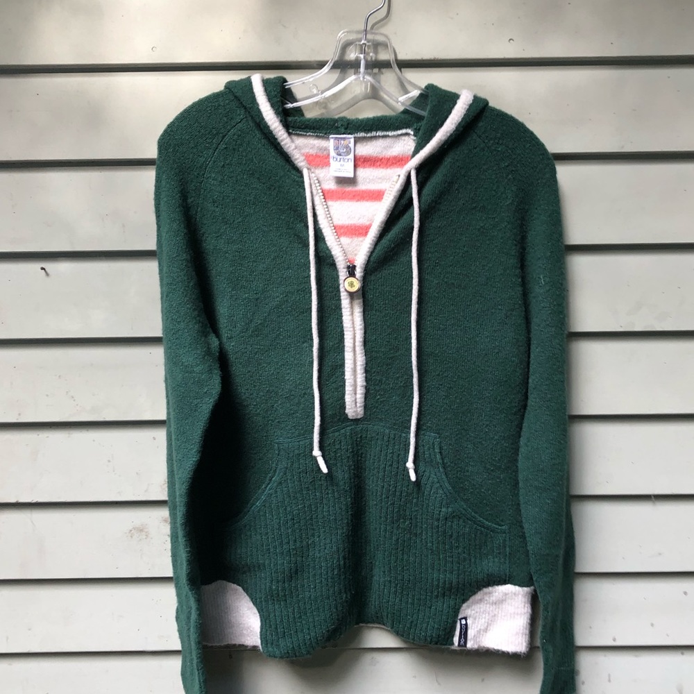 Burton 1/2 zip knit sweater w/drawstring hoodie